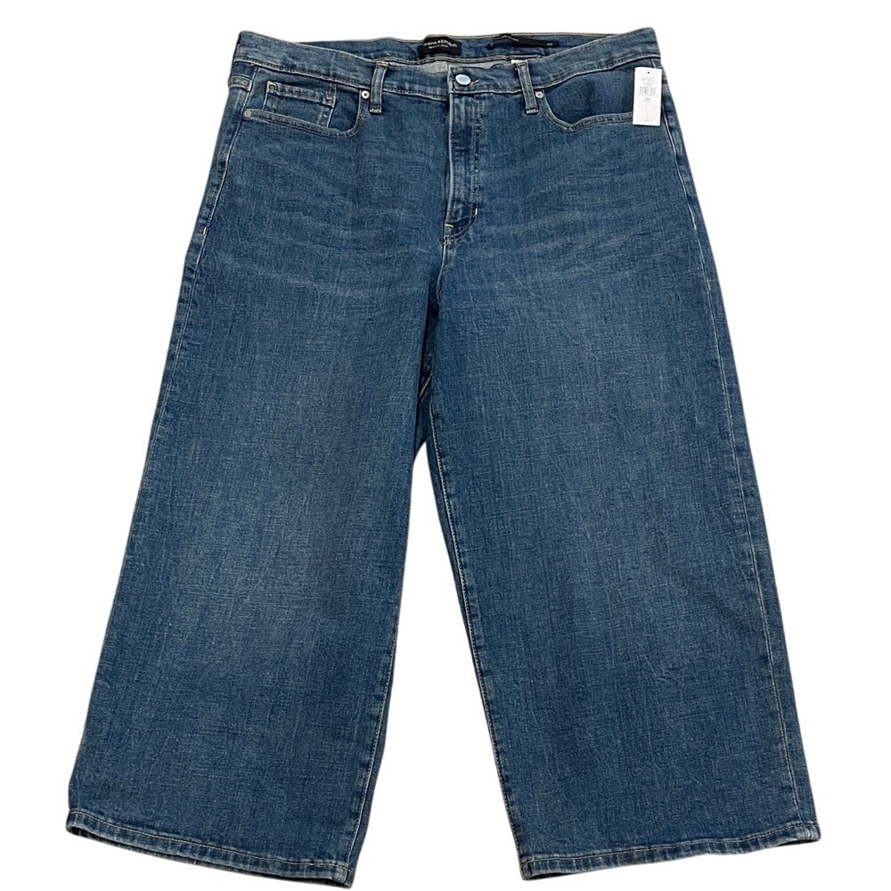Banana Republic Premium Denim High Rise health Wide Leg Crop Jeans 33S NWT‎